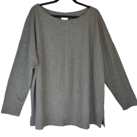 Ava & Viv Fine Ribbed Knit Stretchy Pullover Top, Grey - Size 3X - Picture 1 of 9